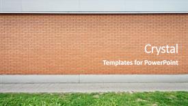  Presentation with brick wall - Slide deck enhanced with building parking lot - empty brick wall and green background and a coral colored foreground