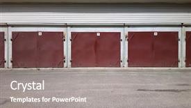  Presentation with red garage door red metal - Presentation with building parking lot - garage doors background and a gray colored foreground