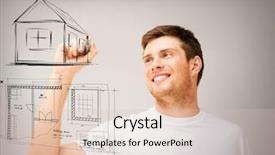  Presentation with real estate growth - Slide set with boyscout - scouts - scout leader background and a ocean colored foreground.