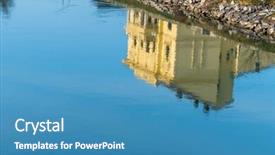  Presentation with peace - Cool new slide set with building reflected in the water backdrop and a teal colored foreground