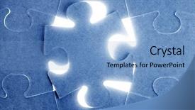  Presentation with challenge - Theme with building relationships - blue puzzle communication teamwork metaphor background and a light blue colored foreground