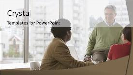  Presentation with business communication for students - Cool new slide deck with building relationships - group of business colleagues backdrop and a white colored foreground