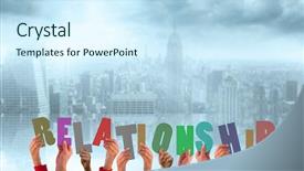  Presentation with hands holding - Slide set with building relationships - hands holding up relationship background and a  colored foreground