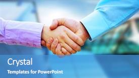  Presentation with shaking hands - Slides featuring building relationships - shaking hands of two business background and a teal colored foreground