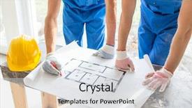  Presentation with renovation - Slide deck consisting of building renovation repair teamwork background and a light gray colored foreground