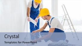  Presentation with renovation - PPT theme enhanced with building renovation technology electricity background and a light blue colored foreground