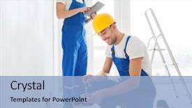  Presentation with electricity - Theme consisting of building renovation technology electricity background and a light blue colored foreground