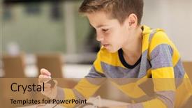  Presentation with education children technology science - PPT layouts with building robot at robotics school background and a coral colored foreground