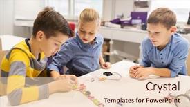  Presentation with education children technology science - Cool new presentation theme with building robots at robotics school backdrop and a  colored foreground