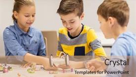  Presentation with education children technology science - Amazing slide set having building robots at robotics school backdrop and a  colored foreground