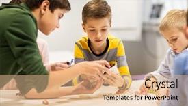  Presentation with education children technology science - Slide deck having building robots at robotics school background and a  colored foreground