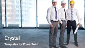  Presentation with safety construction - Colorful presentation theme enhanced with building safety - young men in shirts backdrop and a gray colored foreground