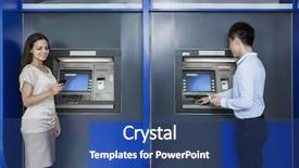  Presentation with atm - Audience pleasing PPT layouts consisting of building security - two people standing and withdrawing backdrop and a ocean colored foreground