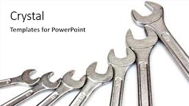  Presentation with white - PPT theme having building service - many spanners isolated on white background and a white colored foreground