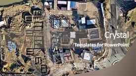  Presentation with infrastructure - Slide deck with building site and road infrastructure background and a gray colored foreground