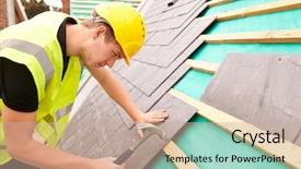  Presentation with building construction - Colorful slide set enhanced with building site laying slate backdrop and a coral colored foreground