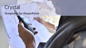  Presentation with entrepreneur - Presentation design with building site using walkie talkie background and a light blue colored foreground