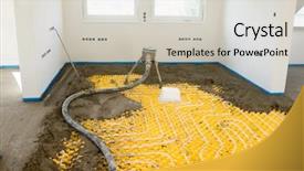  Presentation with concrete pouring during commercial concreting - Beautiful PPT layouts featuring building skin - plasterer at indoor concrete cement backdrop and a light gray colored foreground