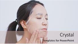  Presentation with face mask - Audience pleasing PPT layouts consisting of building skin - woman apply paper mask backdrop and a  colored foreground