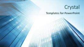  Presentation with tech city - PPT theme with building skyscraper commercial modern city background and a cool aqua colored foreground