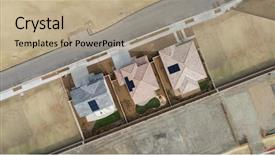  Presentation with construction site construction - Presentation theme with building stages - drone aerial view of home background and a coral colored foreground