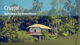  Presentation with body building - Presentation theme with building surrounded by the spectacular background and a teal colored foreground