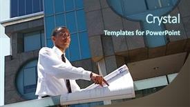  Presentation with surveying - PPT theme having building survey - african-american young urban professional architect background and a ocean colored foreground