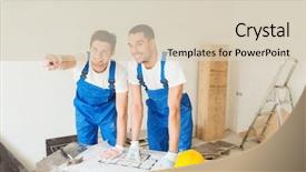  Presentation with synergy collaboration cooperation teamwork concept - Colorful PPT layouts enhanced with building teamwork and people concept backdrop and a  colored foreground