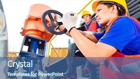  Presentation with industrial valve - Slide deck featuring african lion cub panthera leo background and a coral colored foreground