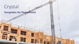  Presentation with under construction - Theme with earthquake - building under construction the site background and a sky blue colored foreground