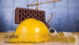  Presentation with under construction - Amazing slide set having building under construction with crane backdrop and a gold colored foreground