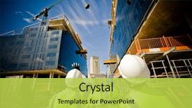  Presentation with under construction - Slides with building under construction with workers background and a yellow colored foreground