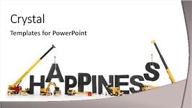  Presentation with machines - Presentation theme with building up happiness concept black background and a  colored foreground