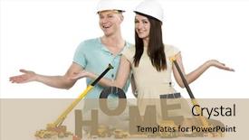  Presentation with building construction - PPT theme featuring building up home concept enthusiastic background and a  colored foreground