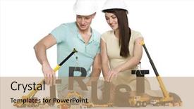  Presentation with trust - Slide deck enhanced with building up trust concept happy background and a coral colored foreground