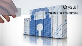  Presentation with building - Theme having building wall showing blue padlock background and a light blue colored foreground