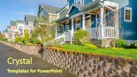  Presentation with homeless neighborhood - Presentation enhanced with building wealth - perfect neighborhood houses in suburb background and a violet colored foreground