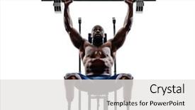  Presentation with body building - Beautiful slide set featuring building weights with legs prosthesis backdrop and a white colored foreground