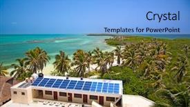  Presentation with solar panel - PPT theme with building with a solar background and a light blue colored foreground