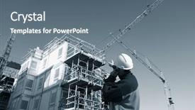  Presentation with building construction - Slides consisting of building worker and construction blue background and a  colored foreground