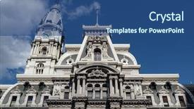  Presentation with philadelphia - Theme having historical buildings - philadelphia's landmark historic city hall background and a ocean colored foreground