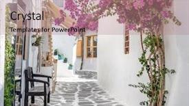  Presentation with beautiful houses - PPT layouts with buildings and blue door background and a coral colored foreground