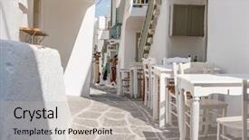  Presentation with greece blue - Theme featuring buildings and blue door background and a light gray colored foreground