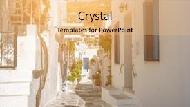  Presentation with beautiful houses - Slide deck featuring buildings and blue door background and a coral colored foreground