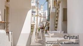  Presentation with beautiful houses - Colorful presentation theme enhanced with buildings and blue door backdrop and a coral colored foreground