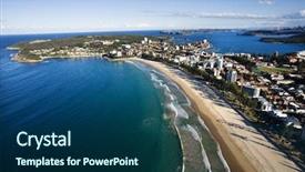  Presentation with aerial - Slide deck having buildings and ocean in sydney background and a ocean colored foreground