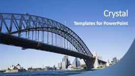  Presentation with sydney harbour bridge - Audience pleasing slide set consisting of buildings and sydney opera house backdrop and a teal colored foreground