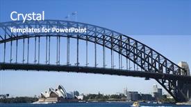  Presentation with sydney harbour bridge - Presentation design featuring buildings and sydney opera house background and a teal colored foreground