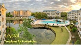  Presentation with 25 may 2016 hotel swimming - Slide set consisting of buildings around generic swimming pool background and a tawny brown colored foreground