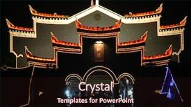  Presentation with festival china town - Presentation enhanced with buildings beside river fenghuang town background and a wine colored foreground